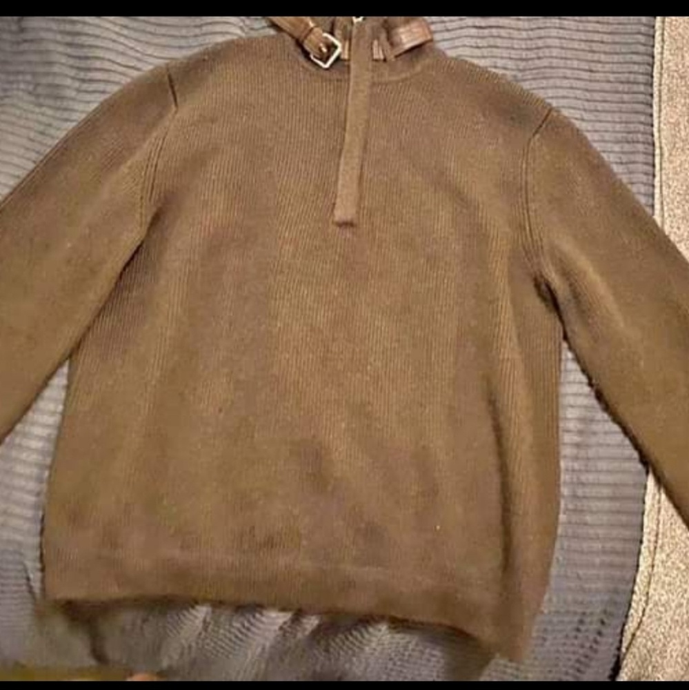 JOHN VARVATOS Brown Cashmere/Cotton/Leather shirt